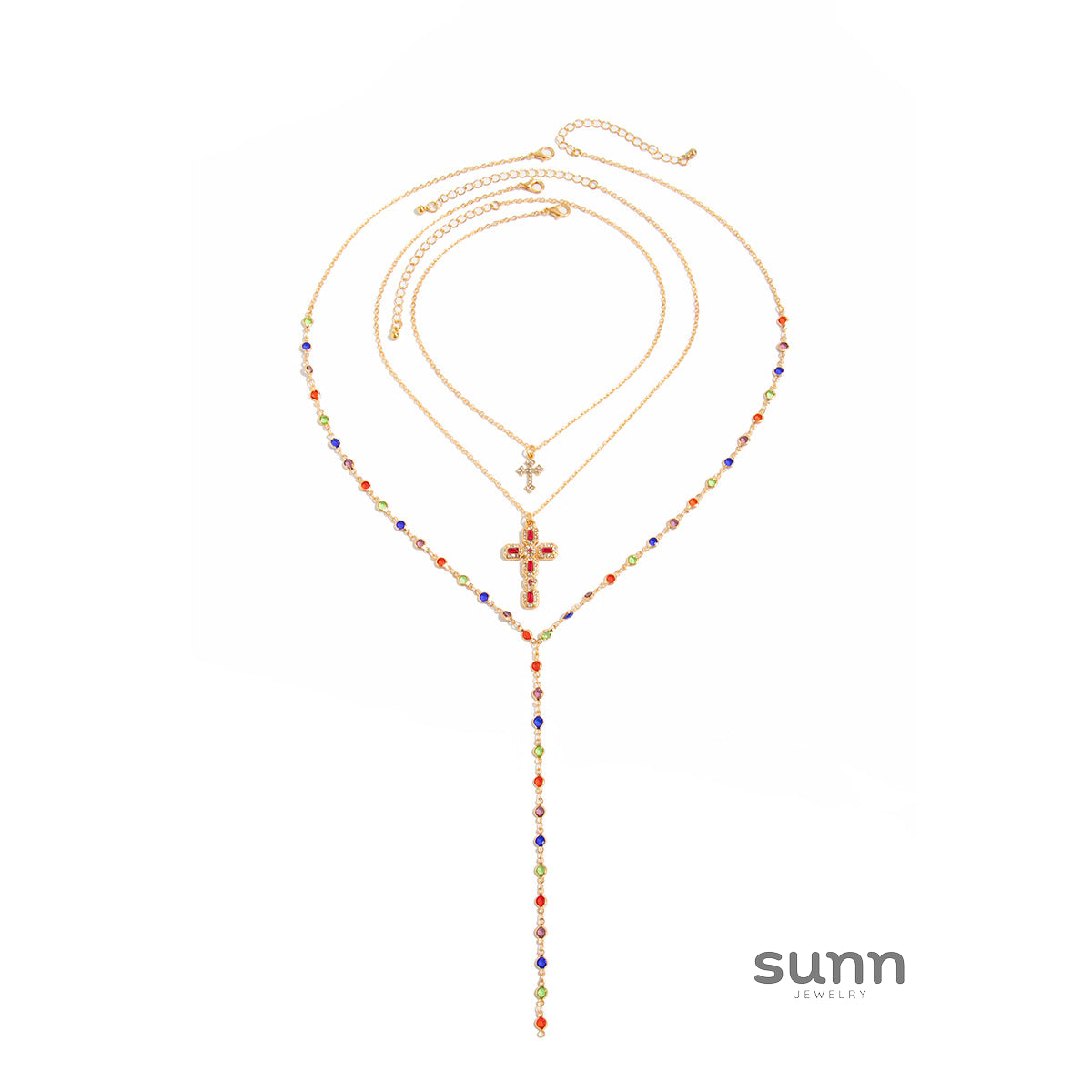 Brynlee Layered Tassel Cross Necklace [UJEXHRRK]