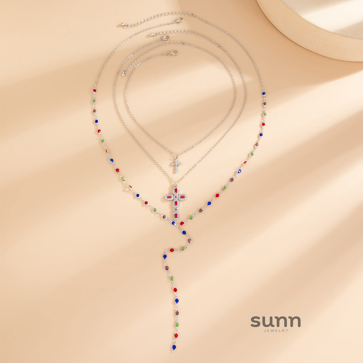 Brynlee Layered Tassel Cross Necklace [63Z9BKOV]