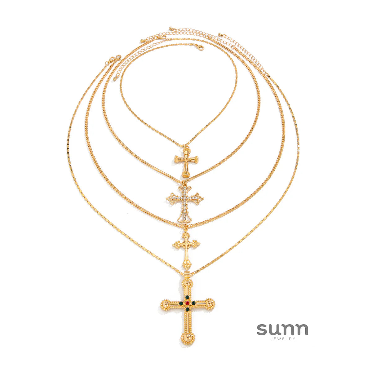 Brynn Layered Cross Necklace Set