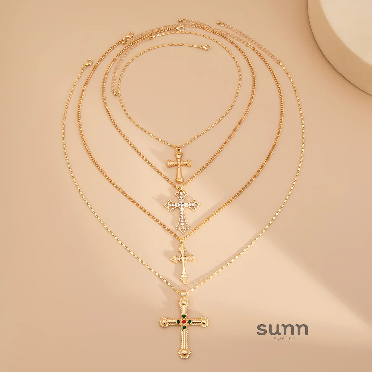 Brynn Layered Cross Necklace Set