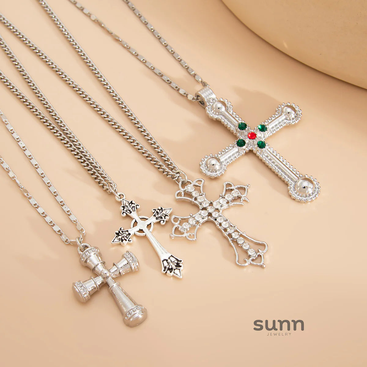 Brynn Layered Cross Necklace Set