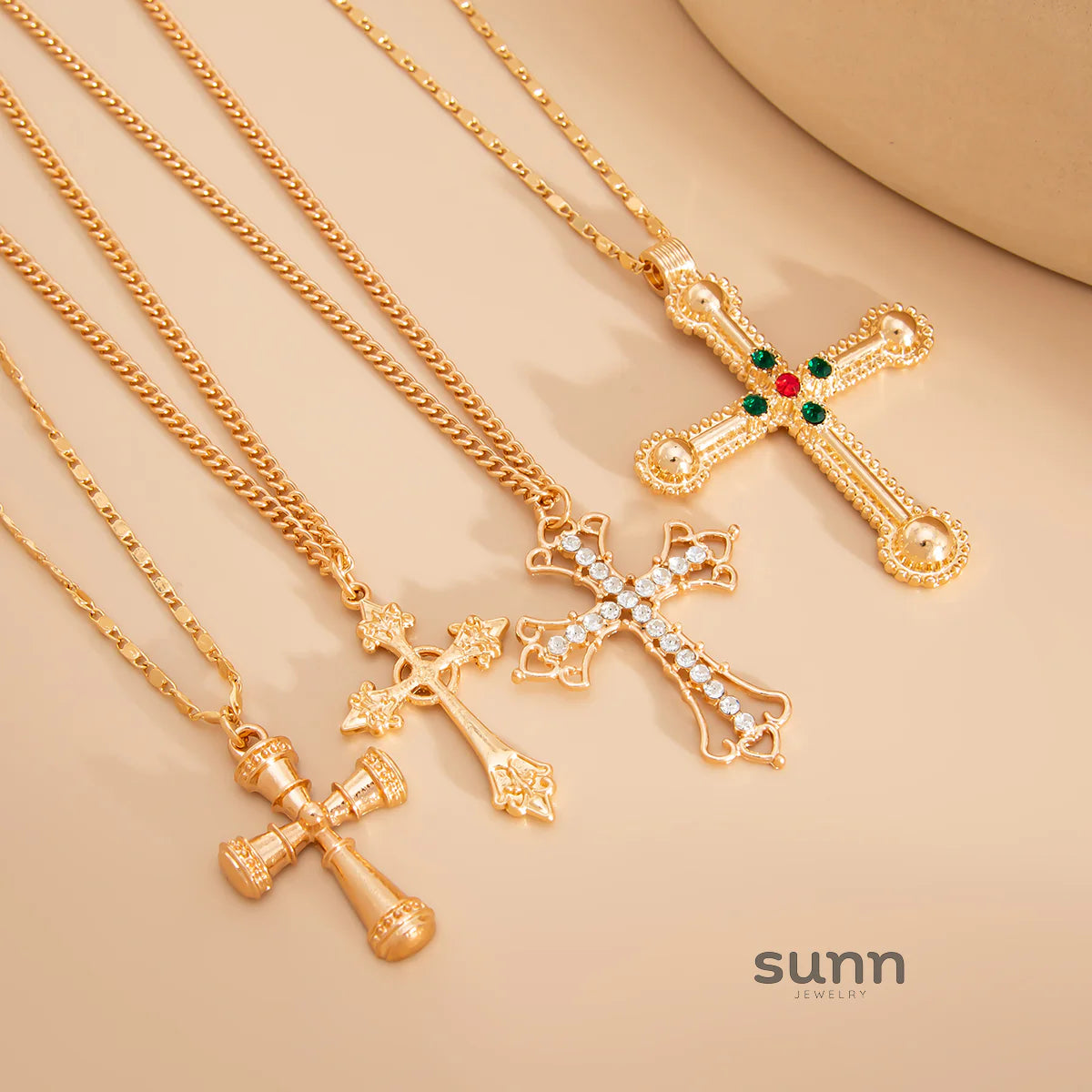 Brynn Layered Cross Necklace Set