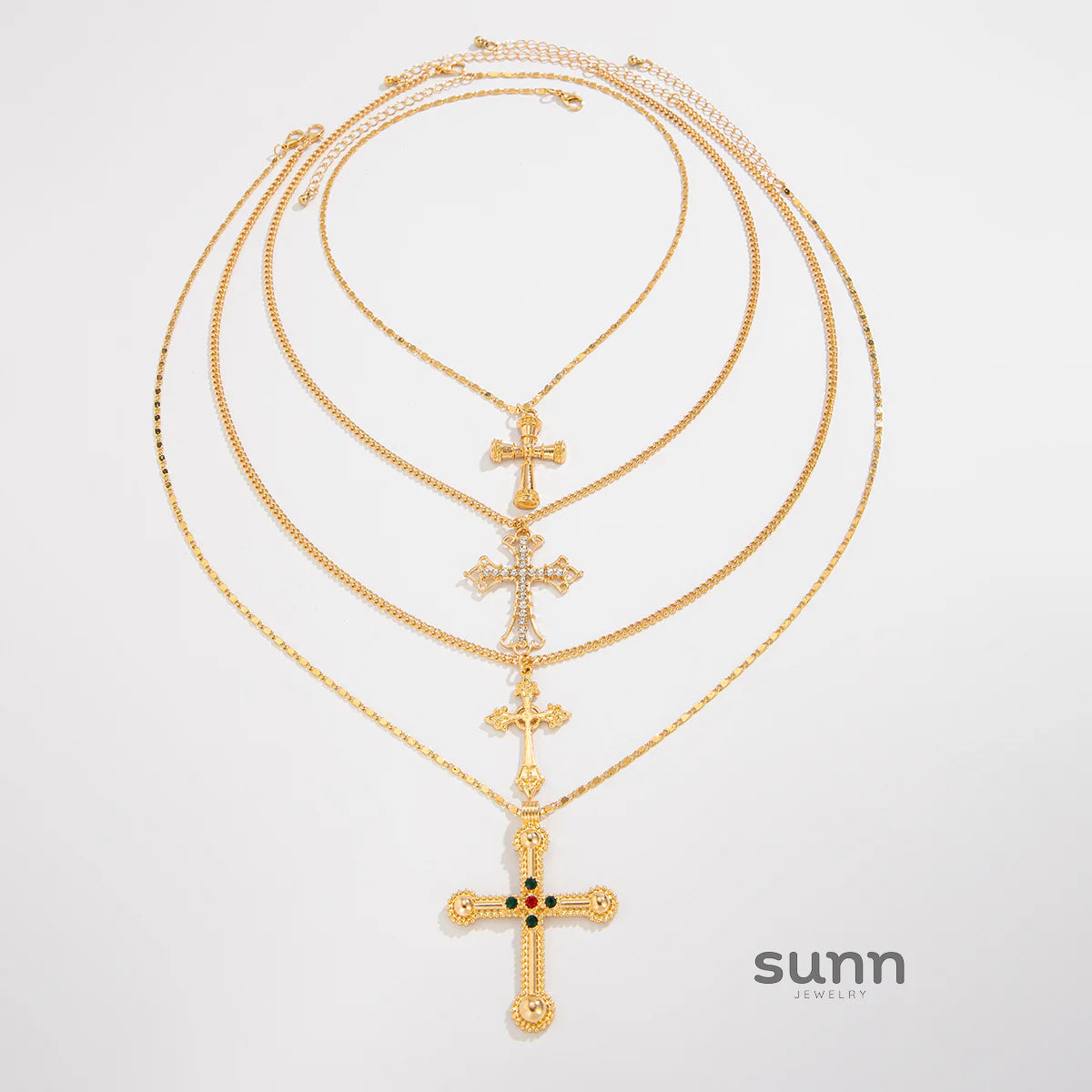Brynn Layered Cross Necklace Set