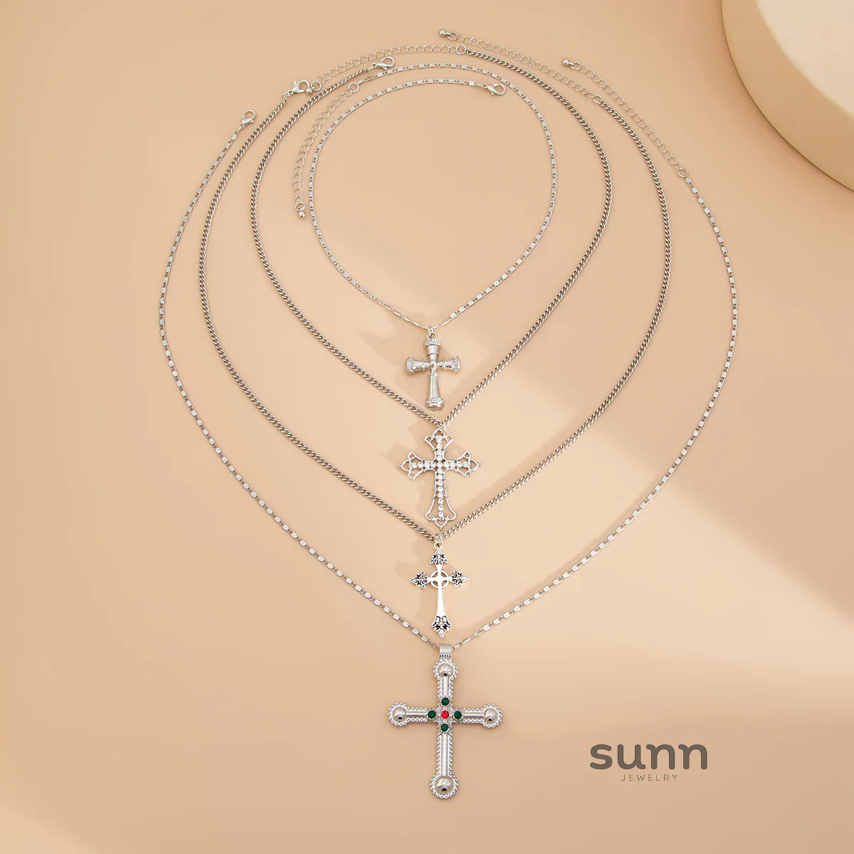 Brynn Layered Cross Necklace Set