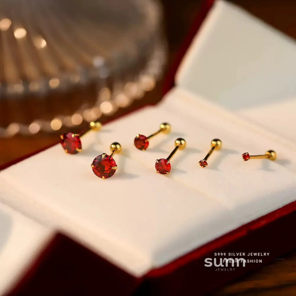 Brynnlee Sparkling Red Zirconia Studs