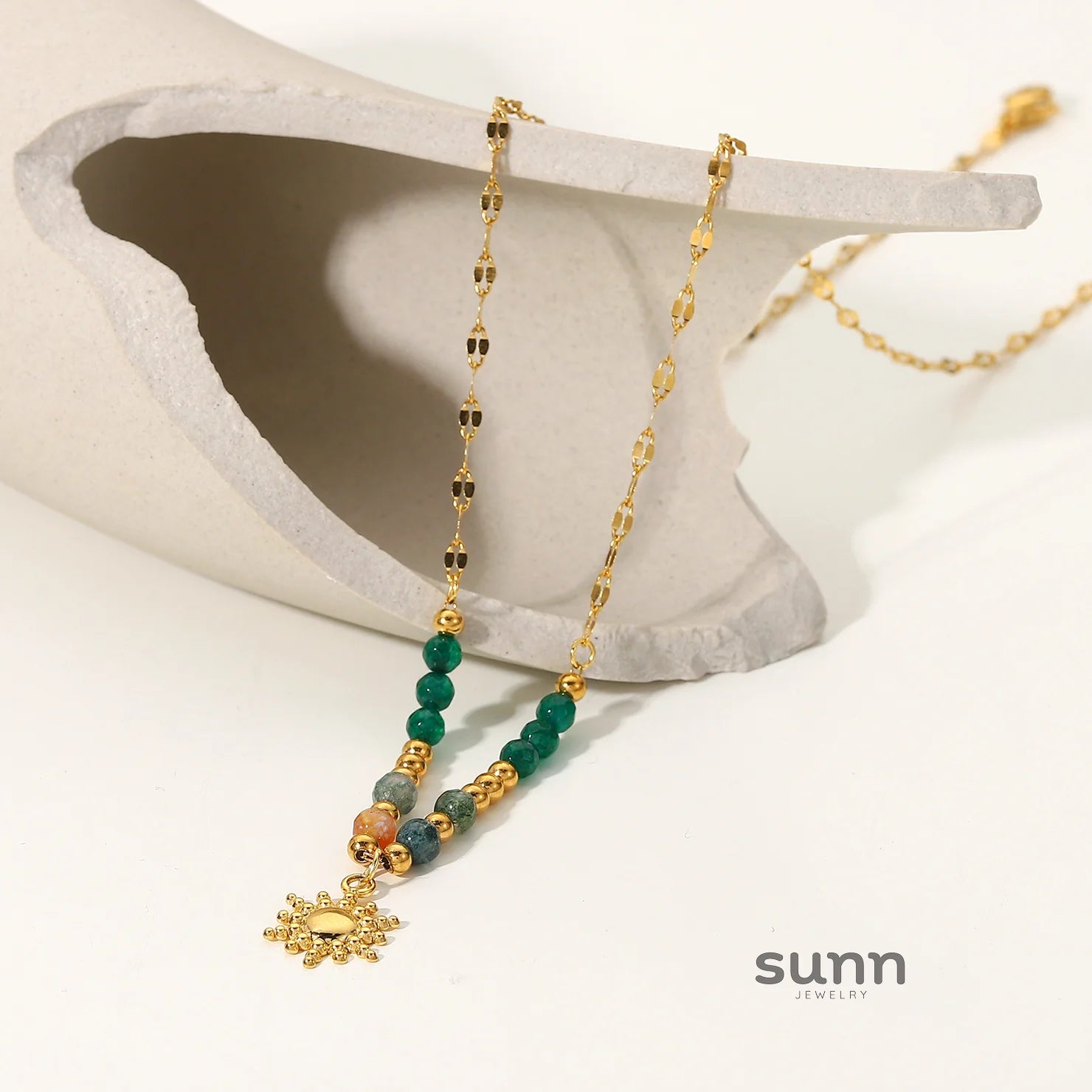 Cady Natural Stone Charm Necklace