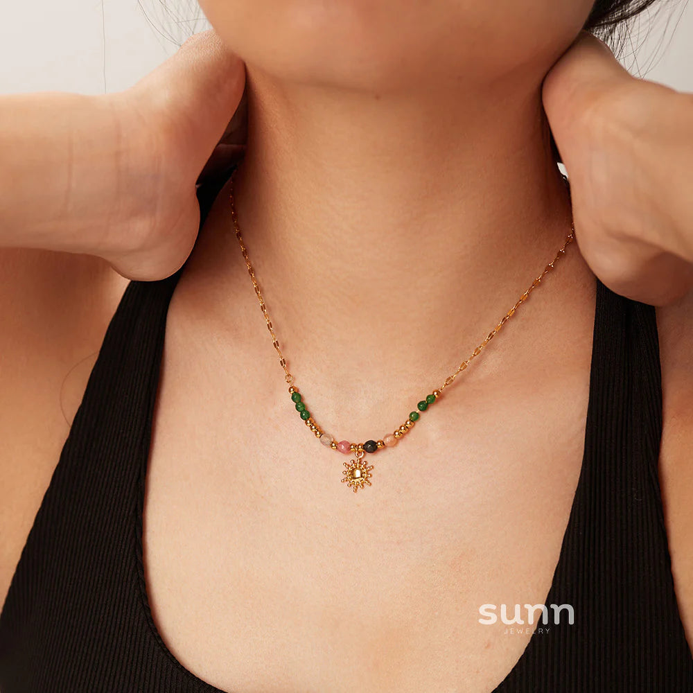 Cady Natural Stone Charm Necklace