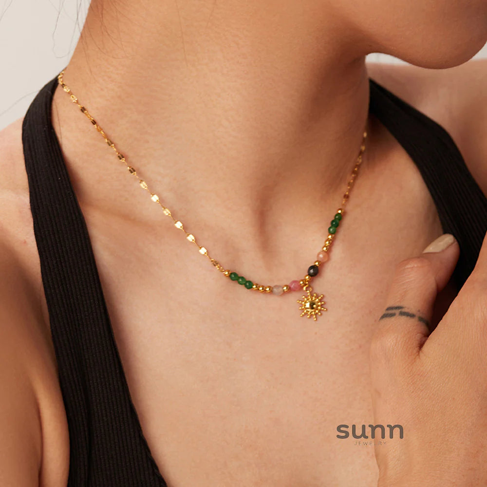 Cady Natural Stone Charm Necklace