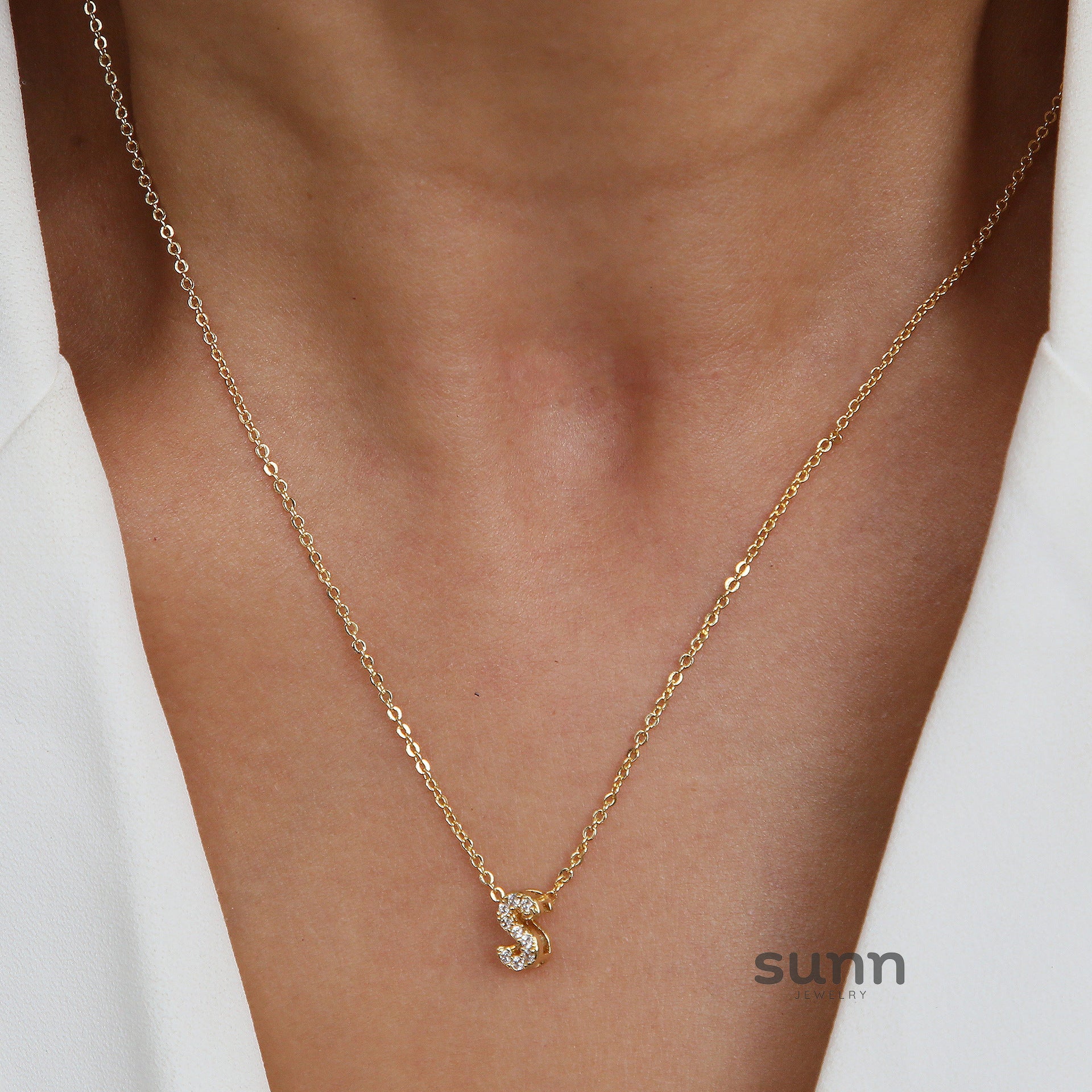 Caelynn Zircon Initial Necklace [B193KBX3]