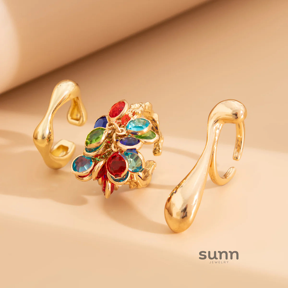 Cai Crystal Comma Ring Set