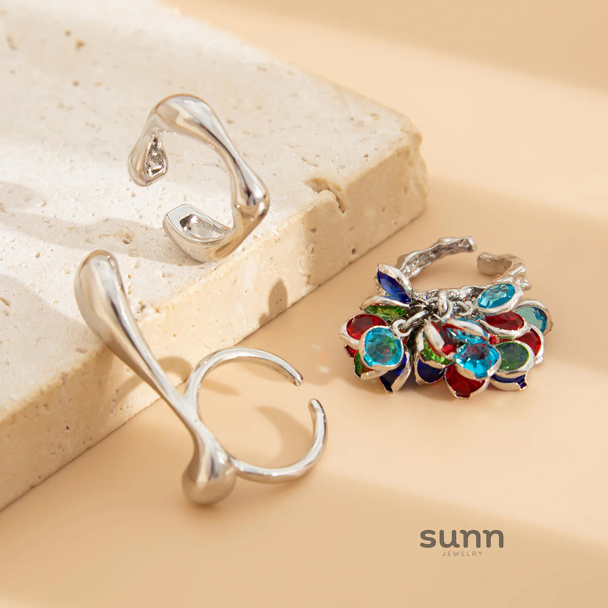 Cai Crystal Comma Ring Set