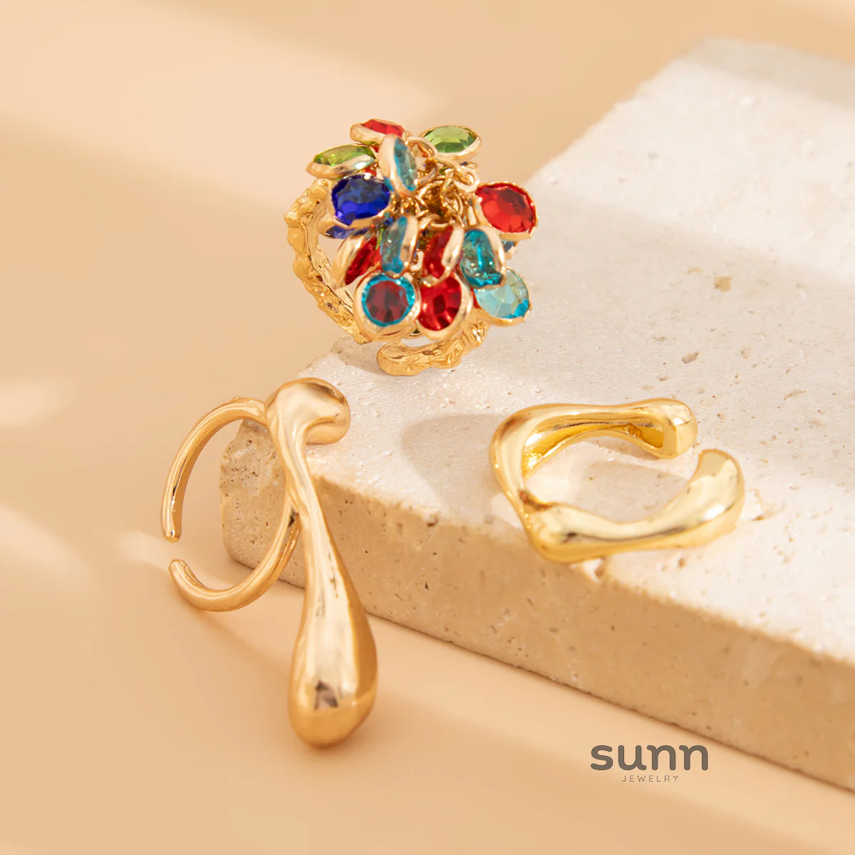 Cai Crystal Comma Ring Set