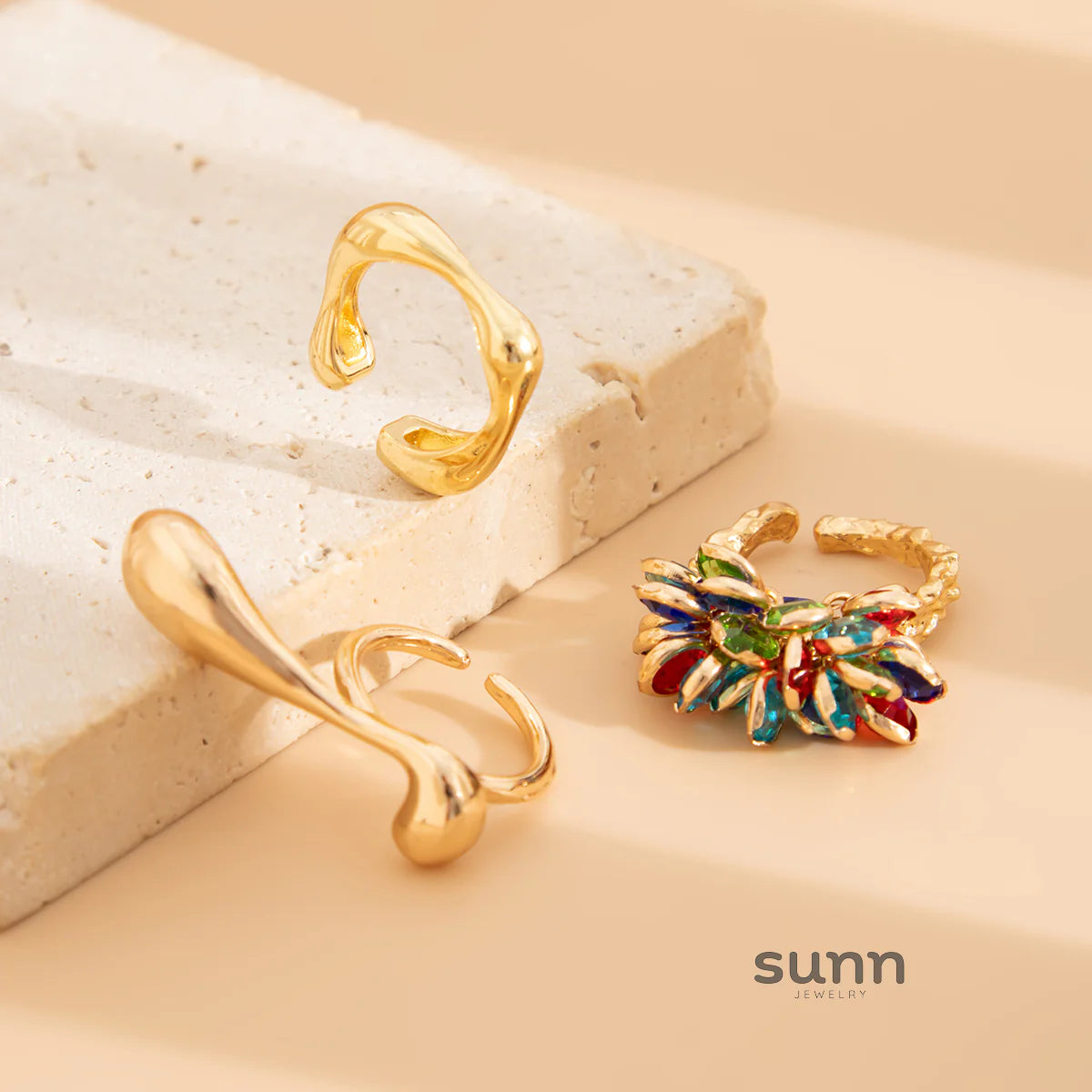 Cai Crystal Comma Ring Set