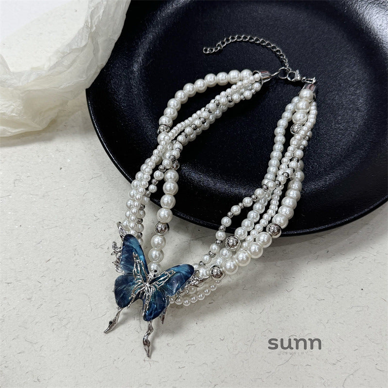 Cai Layered Pearl Butterfly Choker [SD46Y4EY]