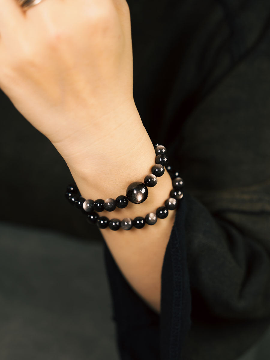 Caliah Silver Obsidian Bracelet
