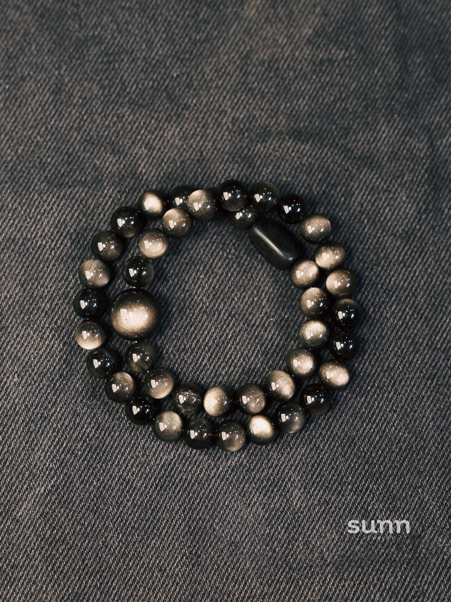 Caliah Silver Obsidian Bracelet