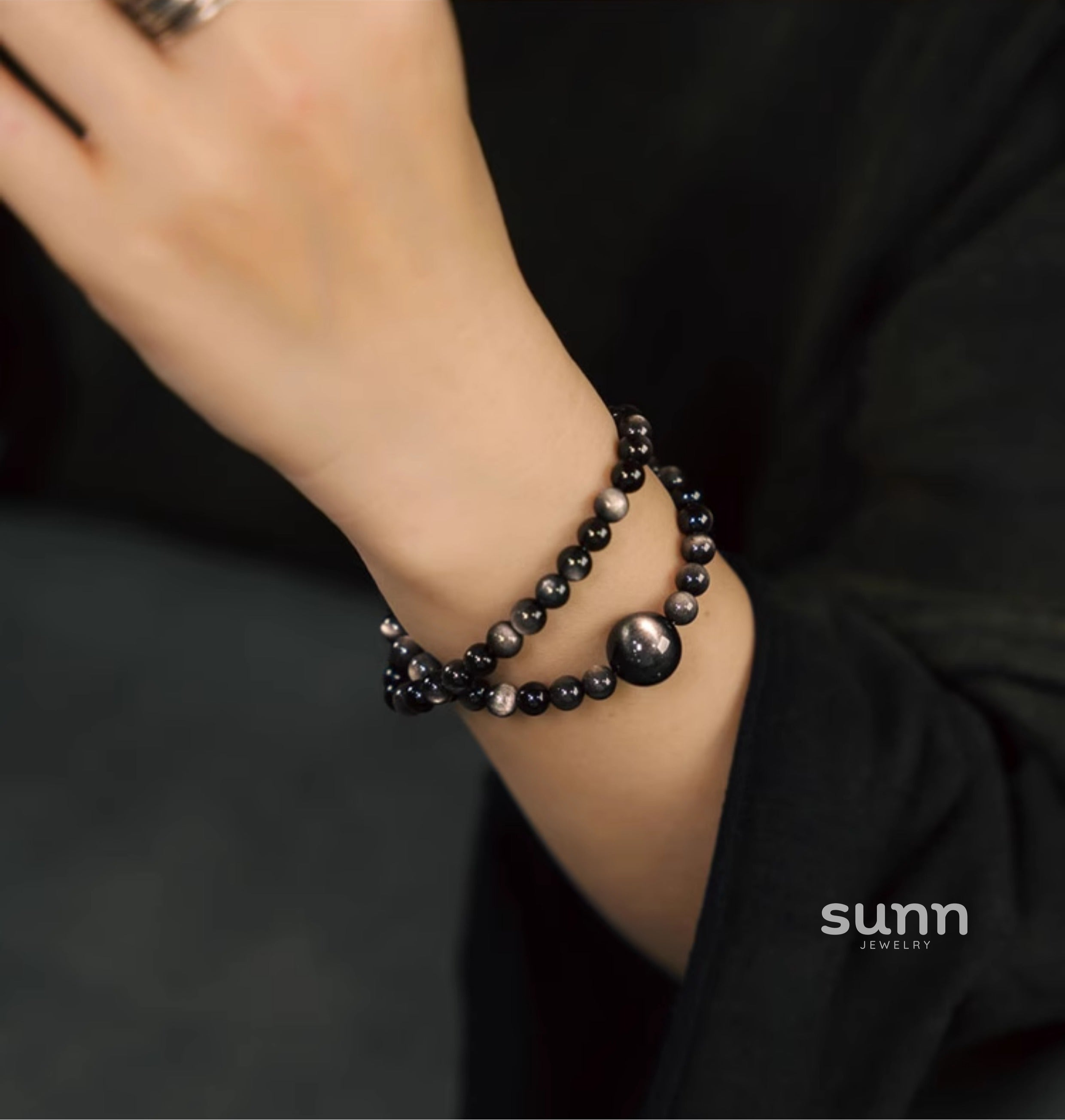 Caliah Silver Obsidian Bracelet