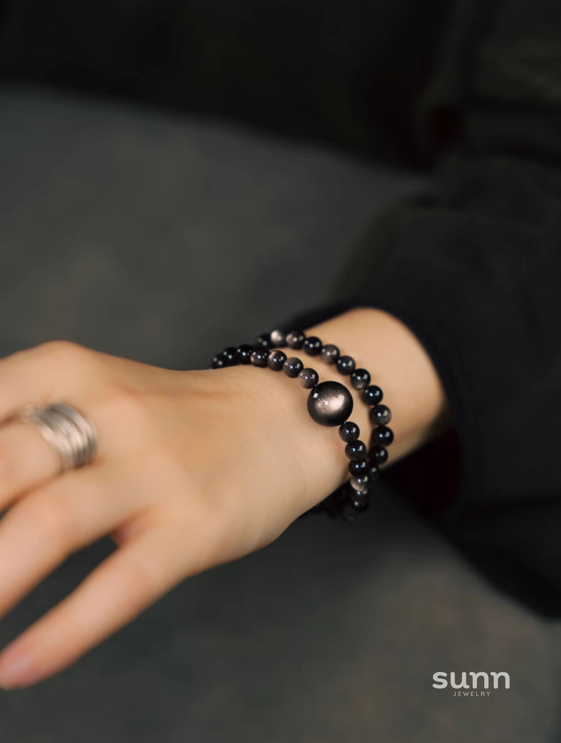 Caliah Silver Obsidian Bracelet