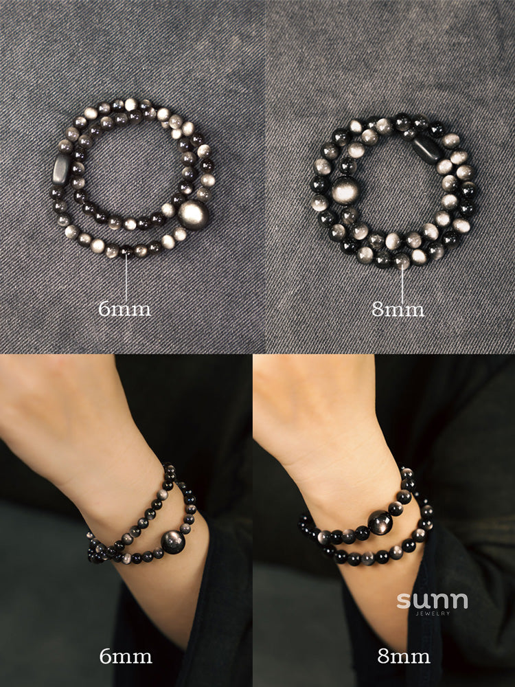 Caliah Silver Obsidian Bracelet