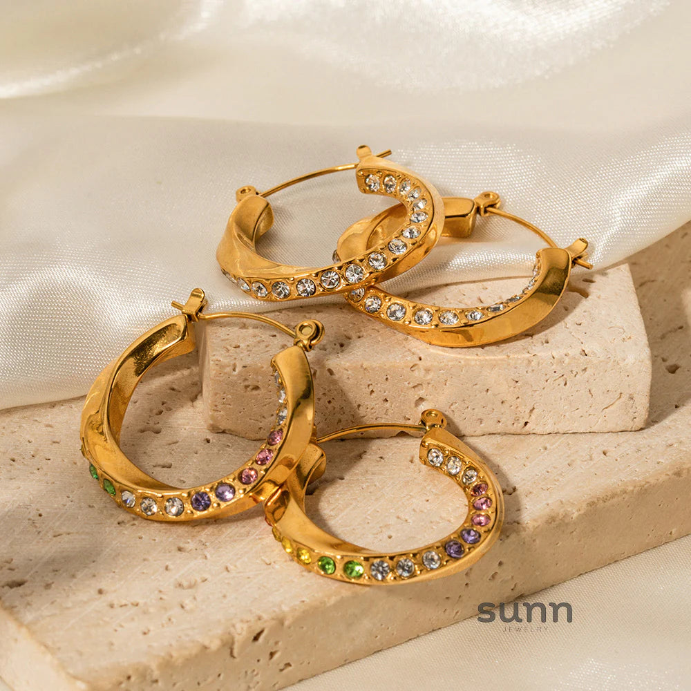 Calina Sparkling Mobius Hoops