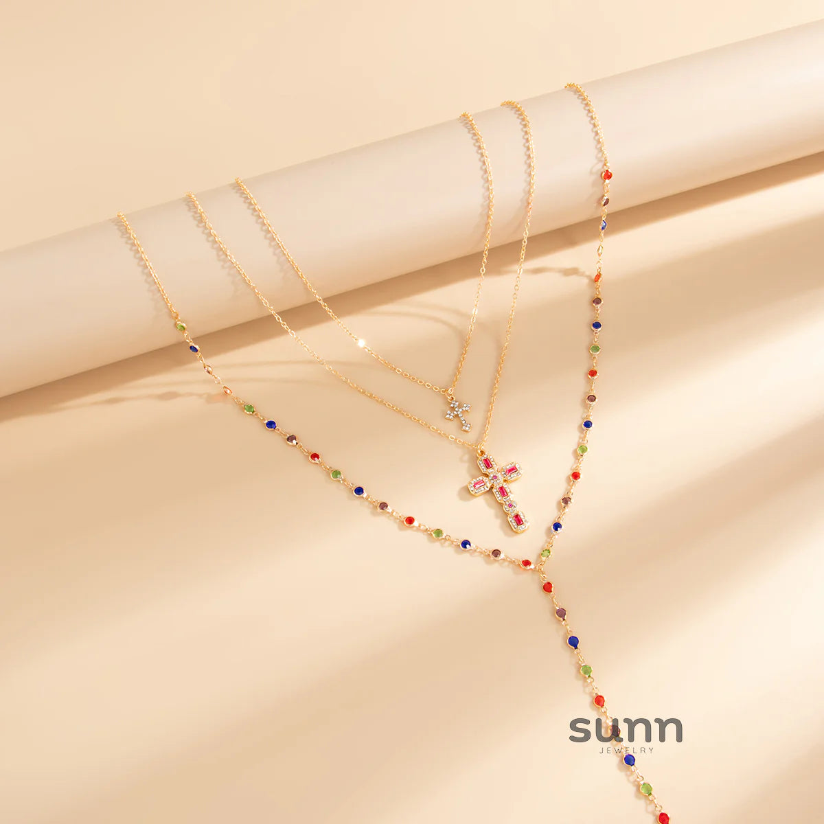 Callahan Layered Cross Crystal Necklace