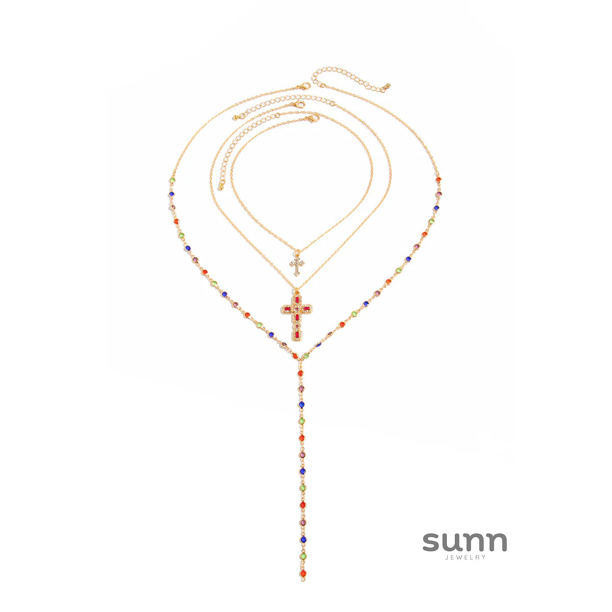 Callahan Layered Cross Crystal Necklace