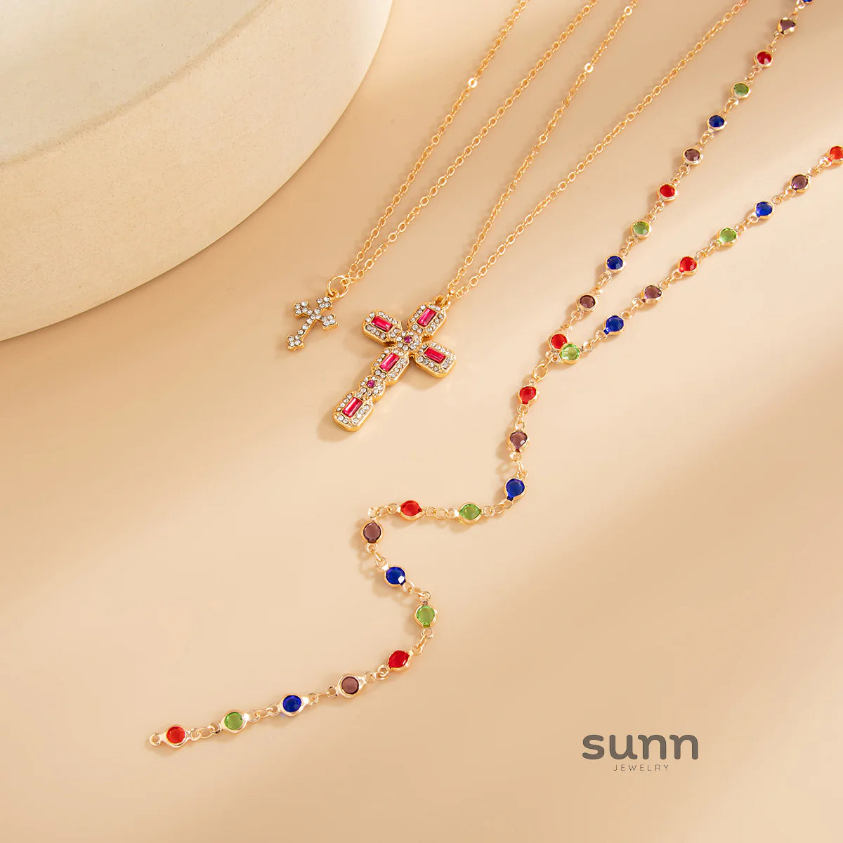 Callahan Layered Cross Crystal Necklace