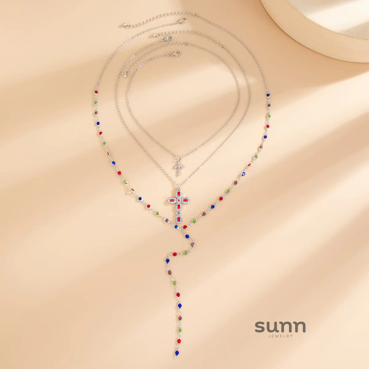 Callahan Layered Cross Crystal Necklace