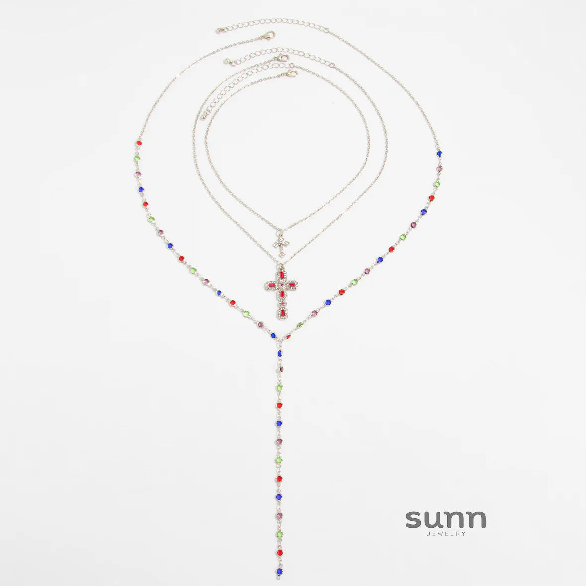 Callahan Layered Cross Crystal Necklace