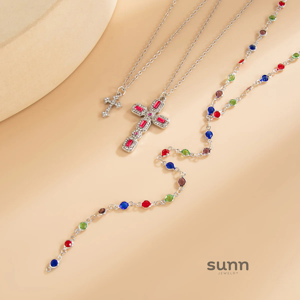 Callahan Layered Cross Crystal Necklace