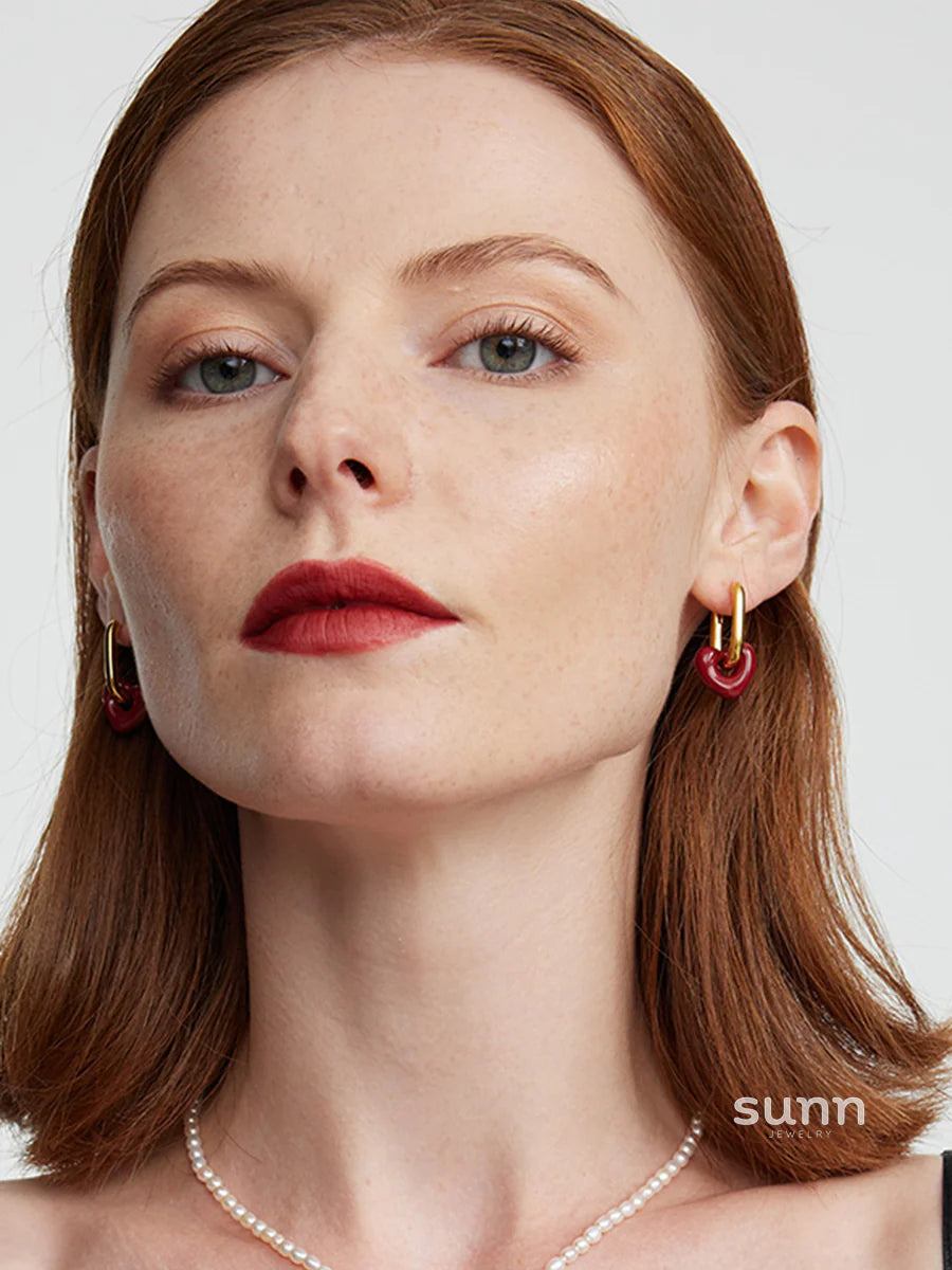Callaway Enamel Heart Drop Earrings