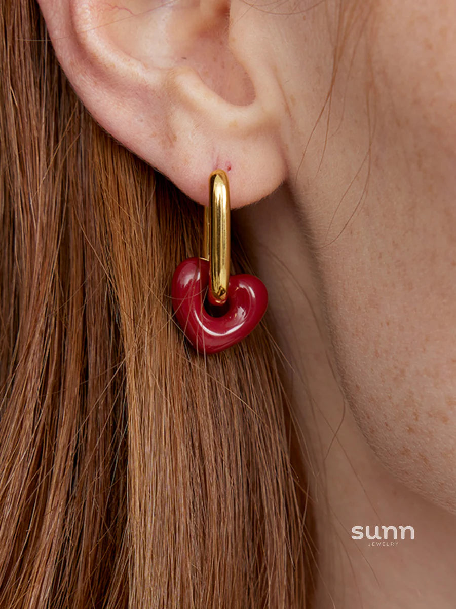 Callaway Enamel Heart Drop Earrings
