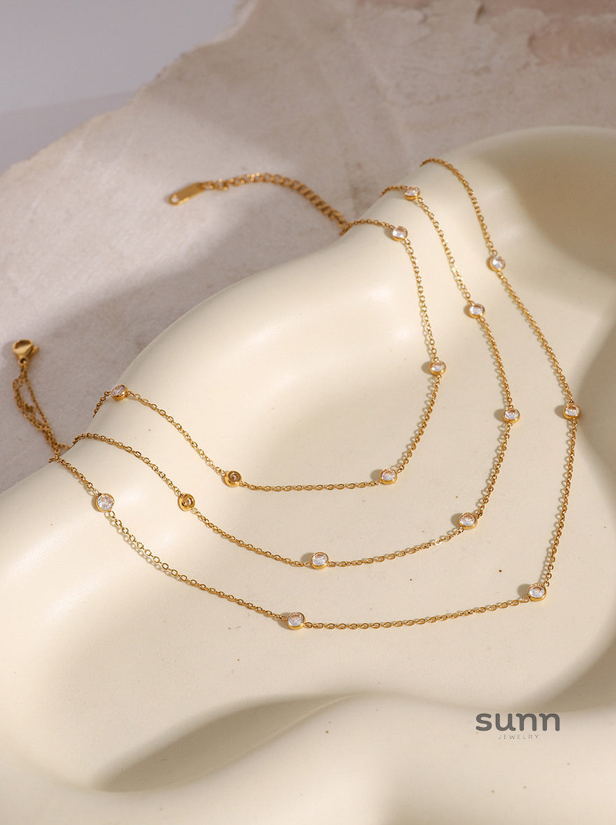 Callie Layered Zircon Necklace [TV0J027G]