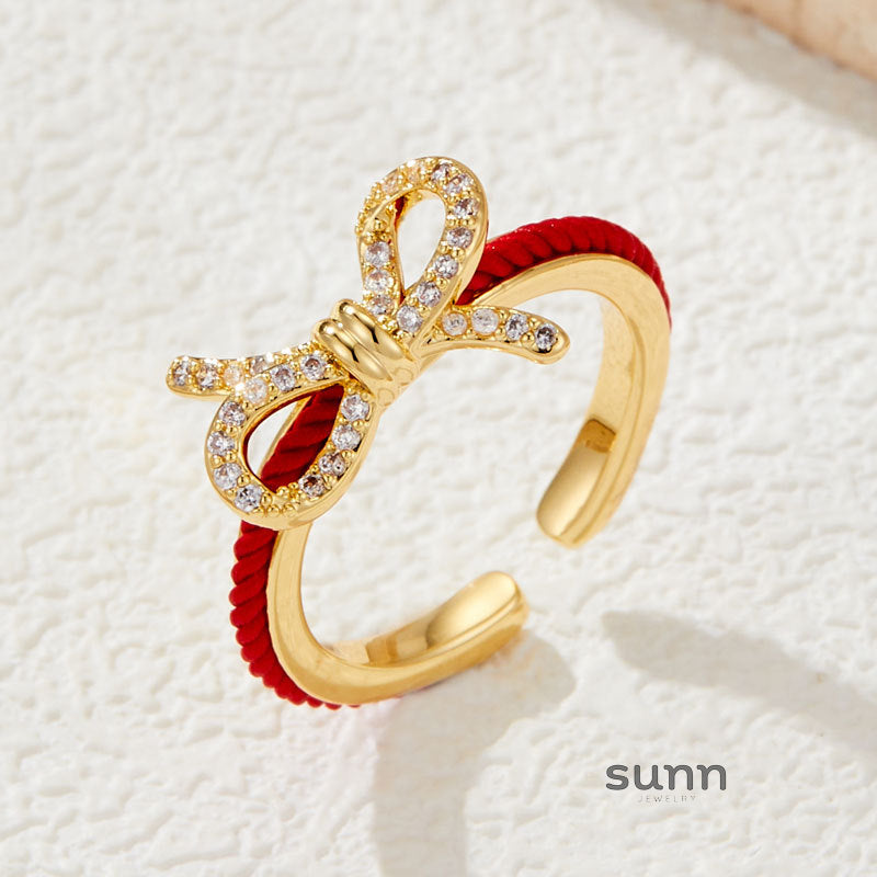 Camellia Red Rope Bow Ring [FM4CP73W]