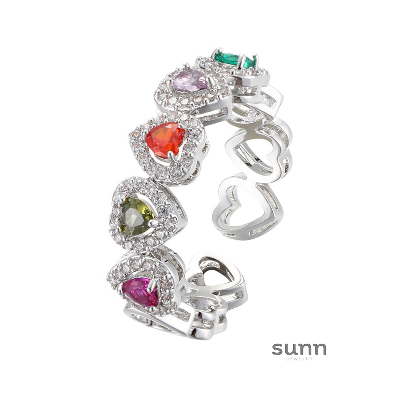 Camille Pavé Heart Open Ring [MGJTYBI7]