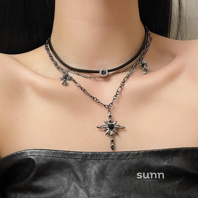 Camillia Dark Cross Layered Choker [3QQVO6MW]