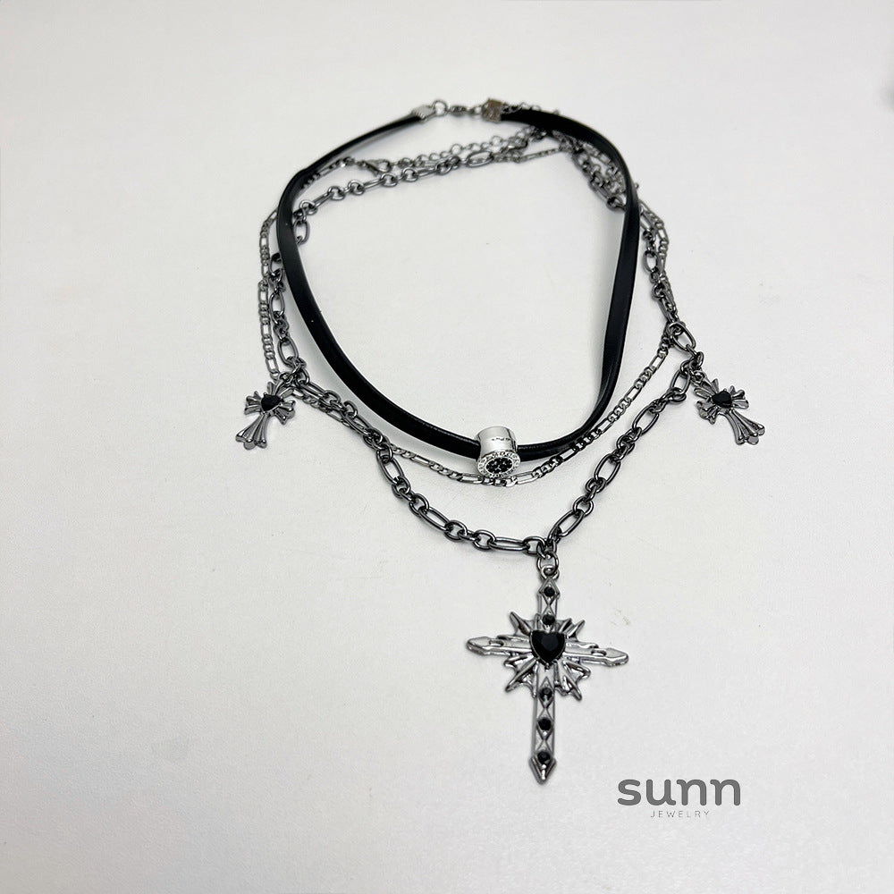 Camillia Dark Cross Layered Choker [4SXEK6B4]