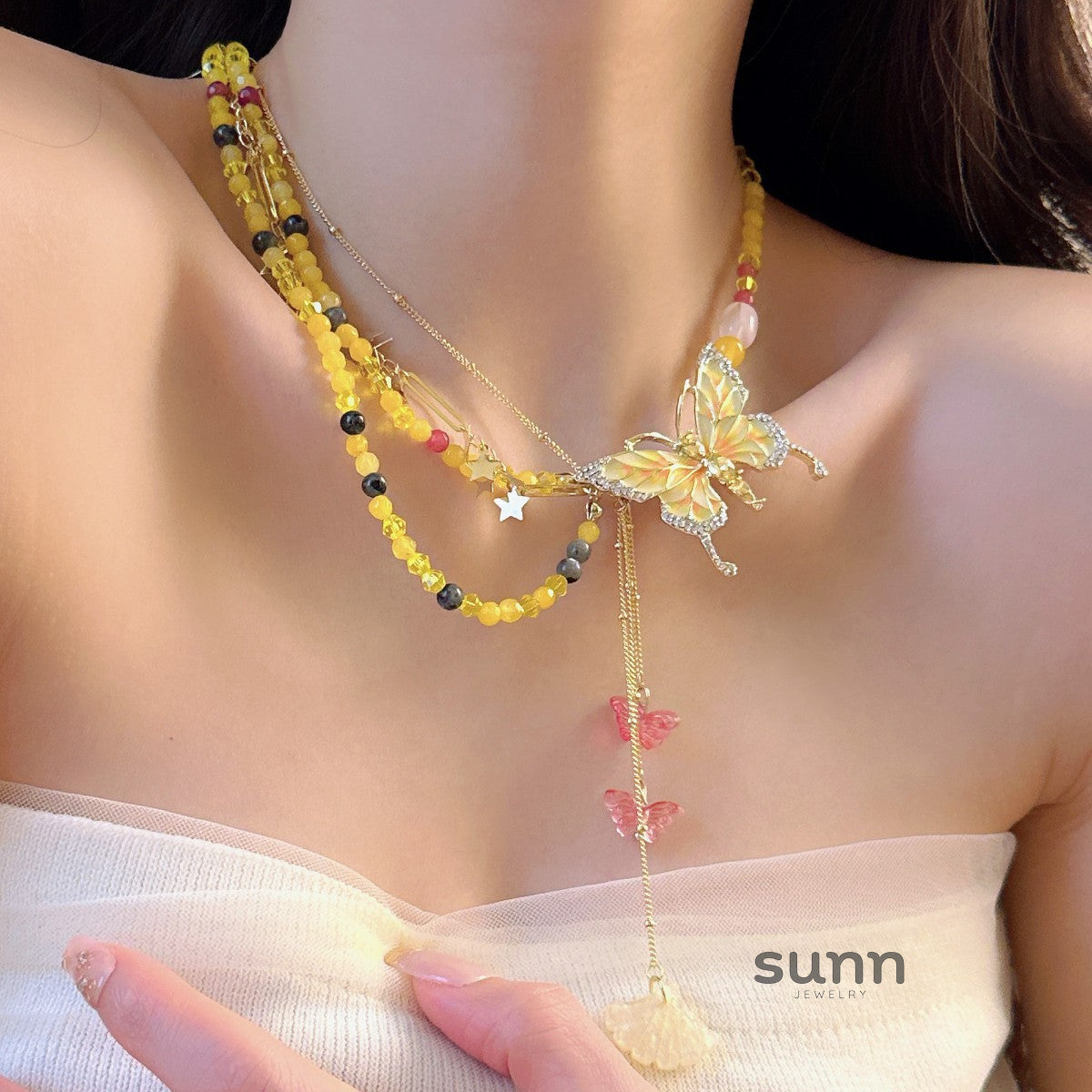 Camreigh Butterfly Beaded Necklace [BV96AVU0]
