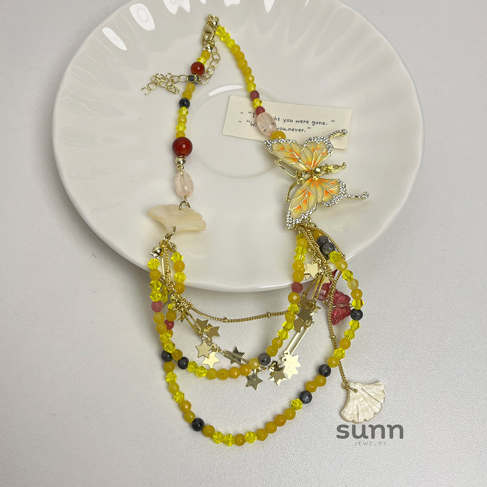 Camreigh Butterfly Beaded Necklace [66MZ8BJU]