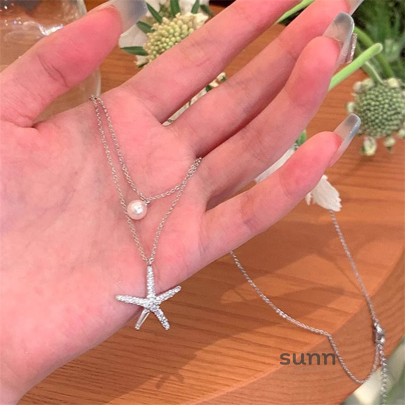 Camreigh Layered Starfish Pearl Necklace [L5CRBC0M]