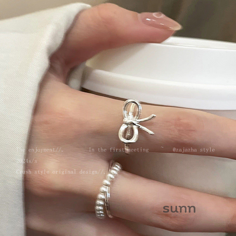 Cana Delicate Bow Pearl Ring [JQW8M9M5]