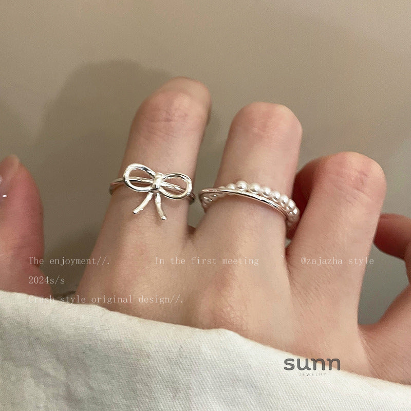 Cana Delicate Bow Pearl Ring [6WK3VQS2]