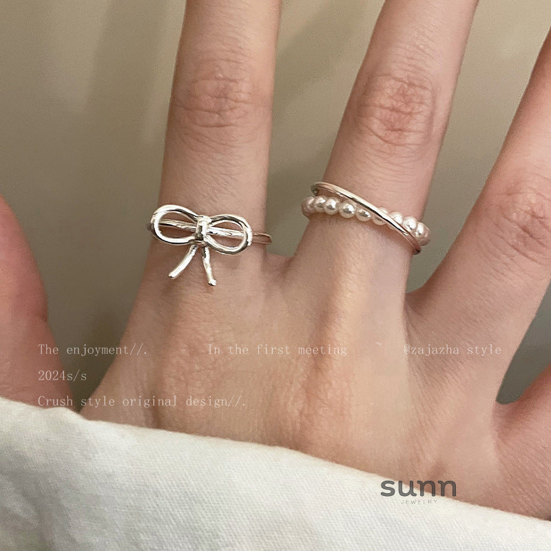 Cana Delicate Bow Pearl Ring [BUP3VU8G]