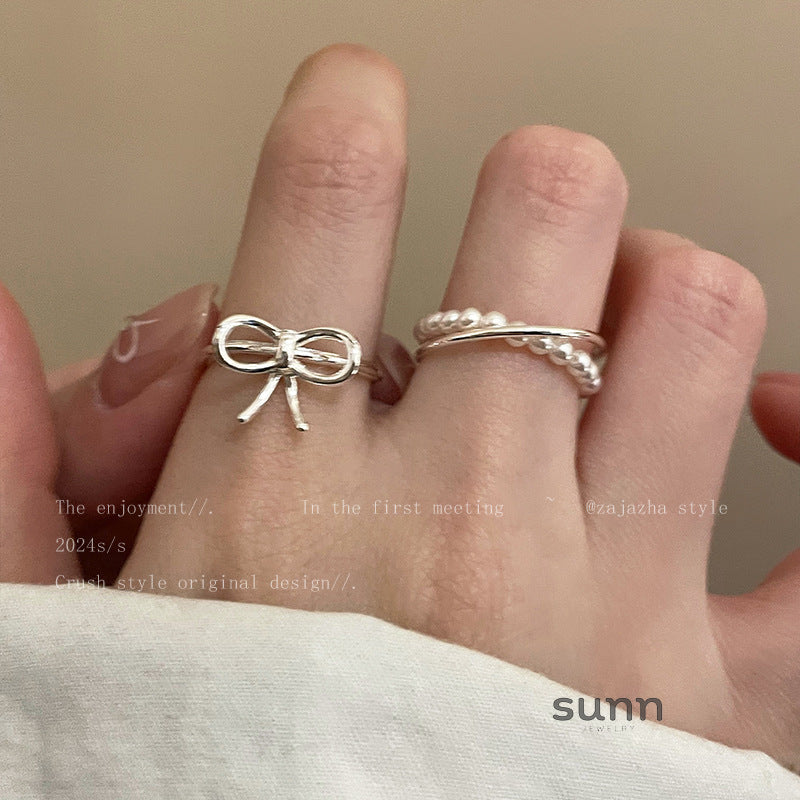 Cana Delicate Bow Pearl Ring [324PV2CY]