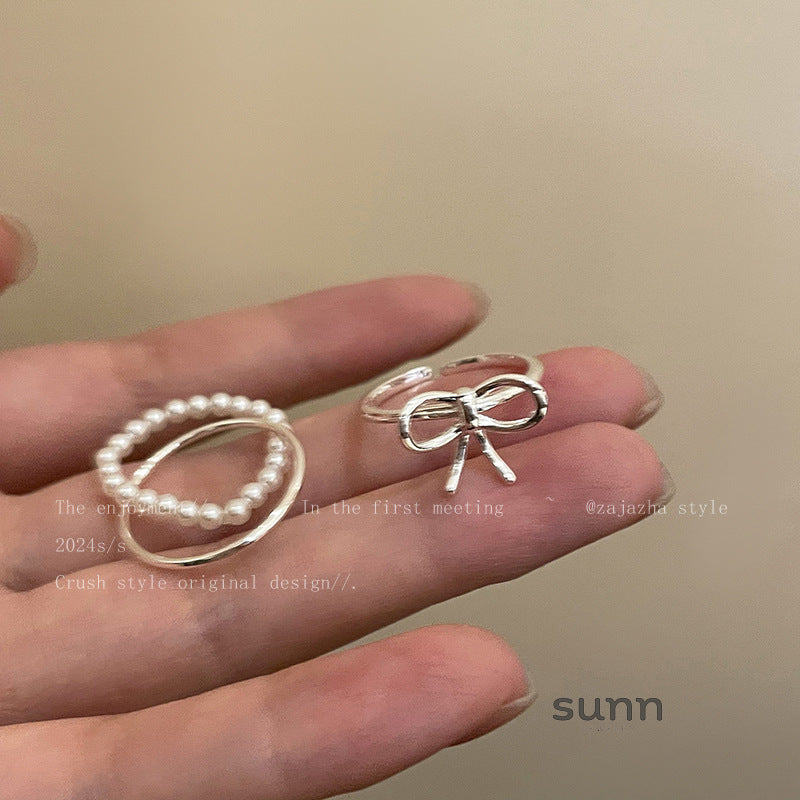 Cana Delicate Bow Pearl Ring [TEF3TUKO]