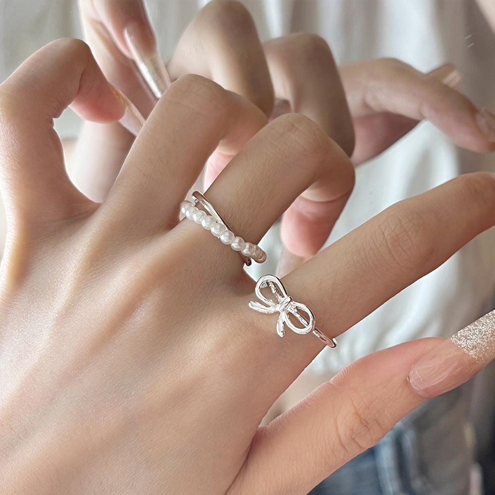Cana Delicate Bow Pearl Ring [DC5SP896]