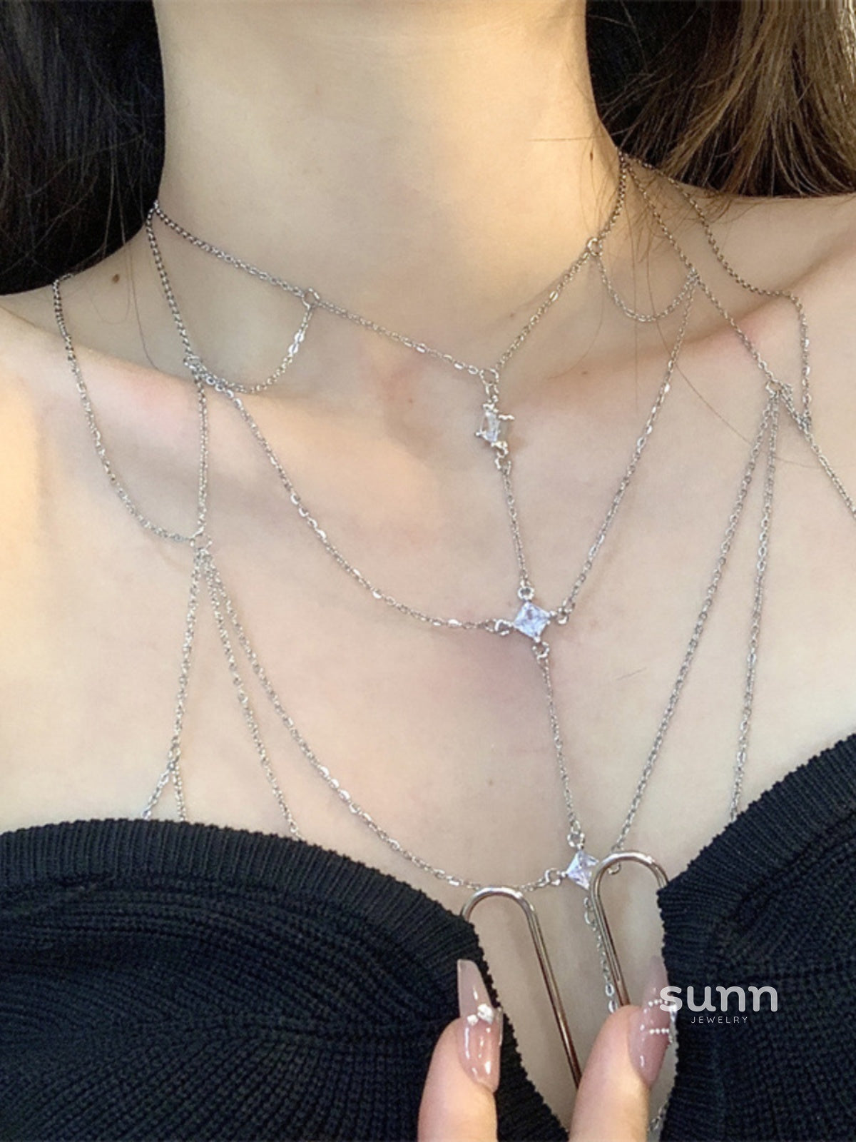 Candace Delicate Heart Body Chain [Z0ZV1N6I]