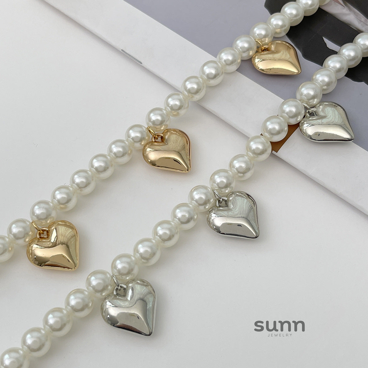 Candice Pearl Heart Anklet [E51ZCNDV]