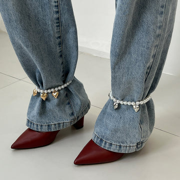 Candice Pearl Heart Anklet [S2NAX9U6]