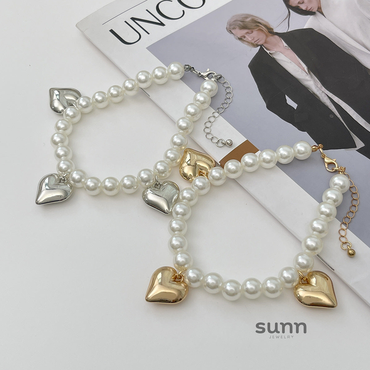 Candice Pearl Heart Anklet [QU26VUJ9]